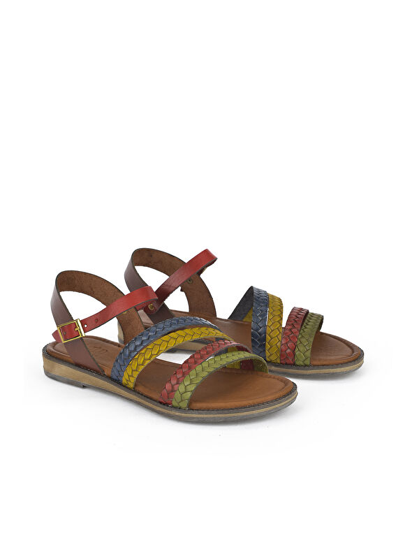 Kadın Hakiki Deri Sandalet 1411010Z421 Multi - Görsel 3