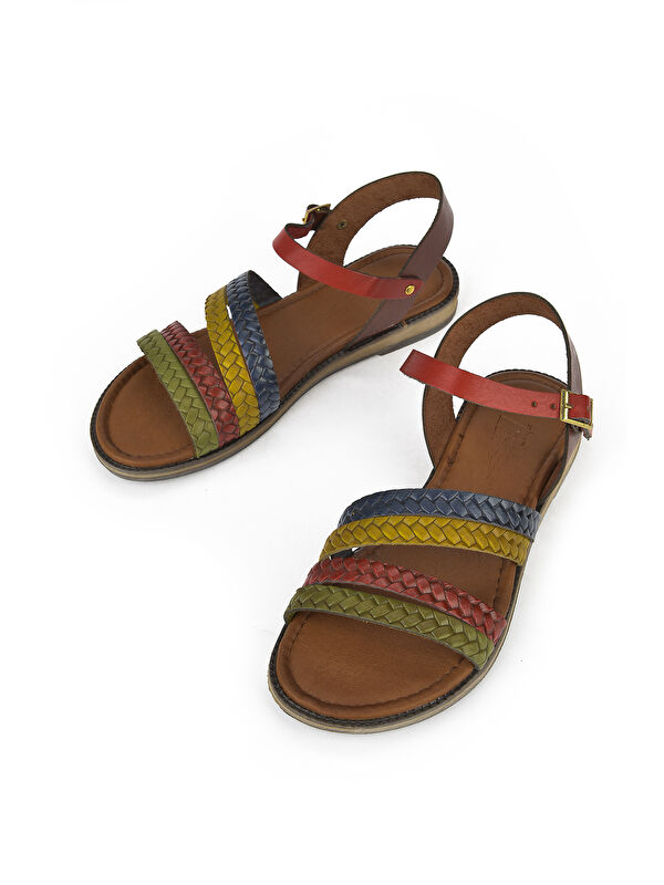 Kadın Hakiki Deri Sandalet 1411010Z421 Multi - Görsel 5