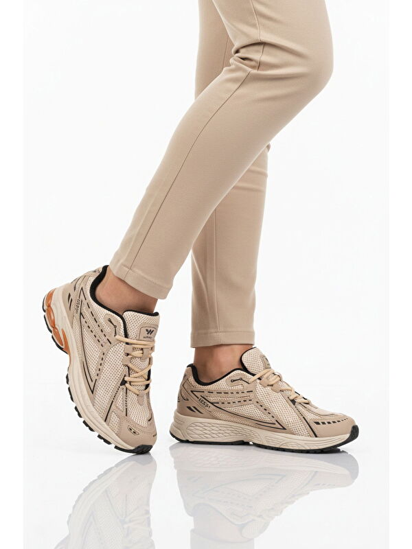 Walkway Bej Fileli Hafif Esnek Hafızalı Taban Unisex Spor Ayakkabı Ruth G