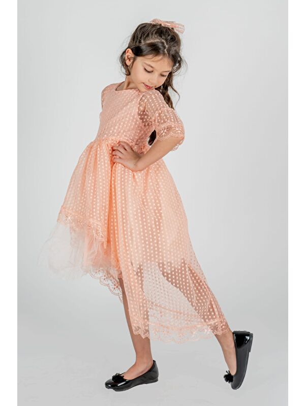 Mnk Baby & Kids Kuyruklu Model Kız Çocuk Dantel Elbise MNK0482