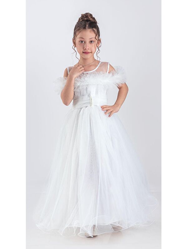 Mnk Baby & Kids Uzun Etek Kız Çocuk Robası Şifon Abiye M00723