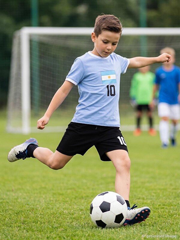 Civil Boys Argentina Baskılı 2'li 6-9 Yaş Takım - Pamuk Forma - Mavi
