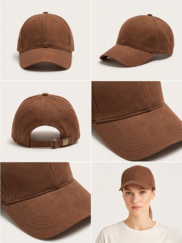 Luminos Butik Kahve Unisex Basic Kep Şapka Sade Düz Renk Günlük Ayarlanabilir Cap SPK12-1 KAHVERENGI