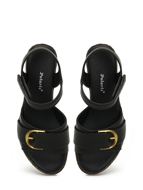 325069.Z 5FX Siyah Kadın Dolgu Topuk Sandalet - Görsel 5