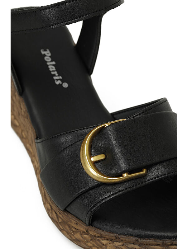 325069.Z 5FX Siyah Kadın Dolgu Topuk Sandalet - Görsel 8