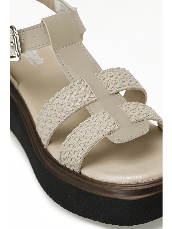 325064.Z 5FX Bej Kadın Dolgu Topuk Sandalet - Görsel 8