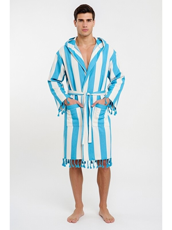 Mulberry Erkek Striped Peştemal Bornoz %100 Pamuk Plaj Bornoz