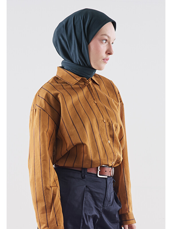 Fresh Scarfs Pamuk Keten Eşarp Koyu Lacivert