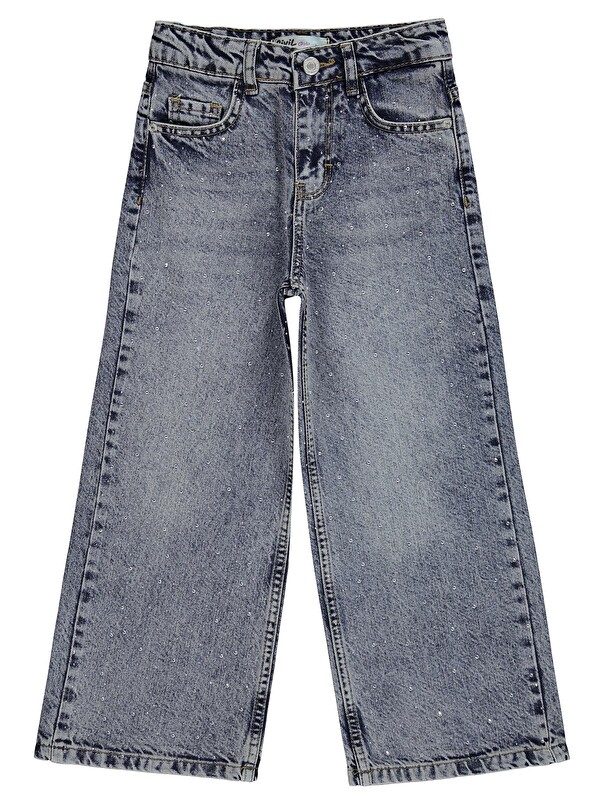 Civil Girls Taş Baskılı 6-9 Yaş Pantolon Jean - Mavi