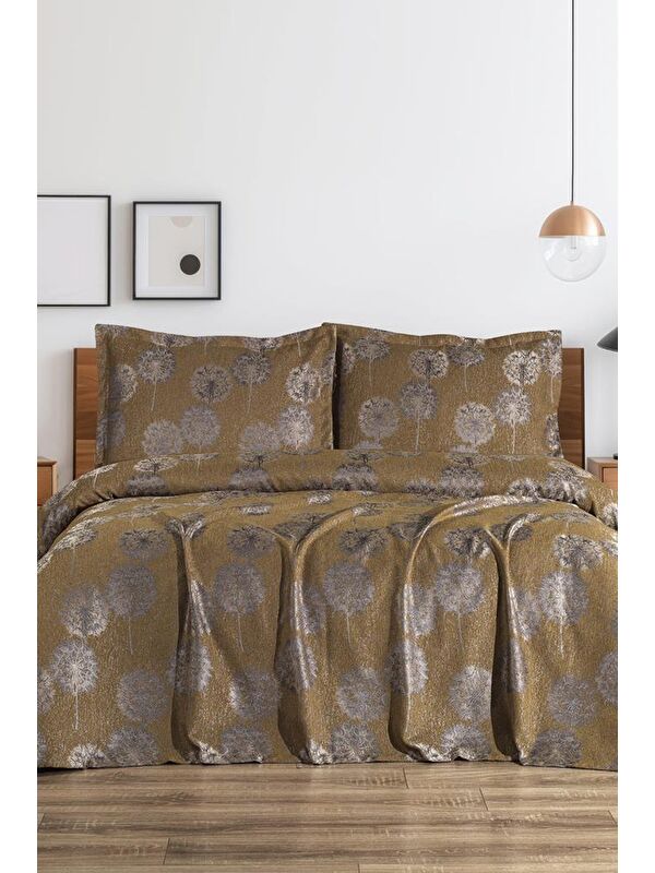Çeyiz Diyarı Ares 3 Parça Çift Kişilik Pike Takımı 230x250 Kahve