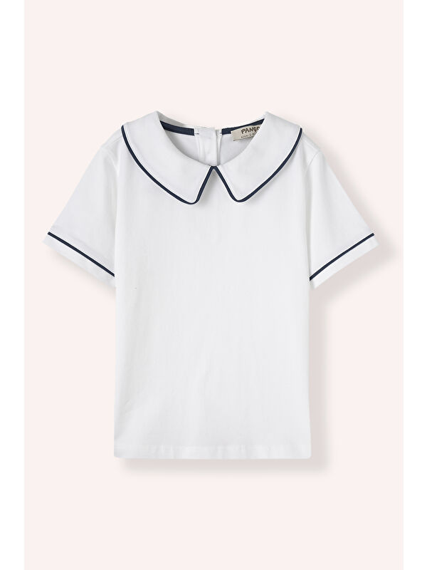 Panço Erkek Çocuk Yakalı T-Shirt Beyaz