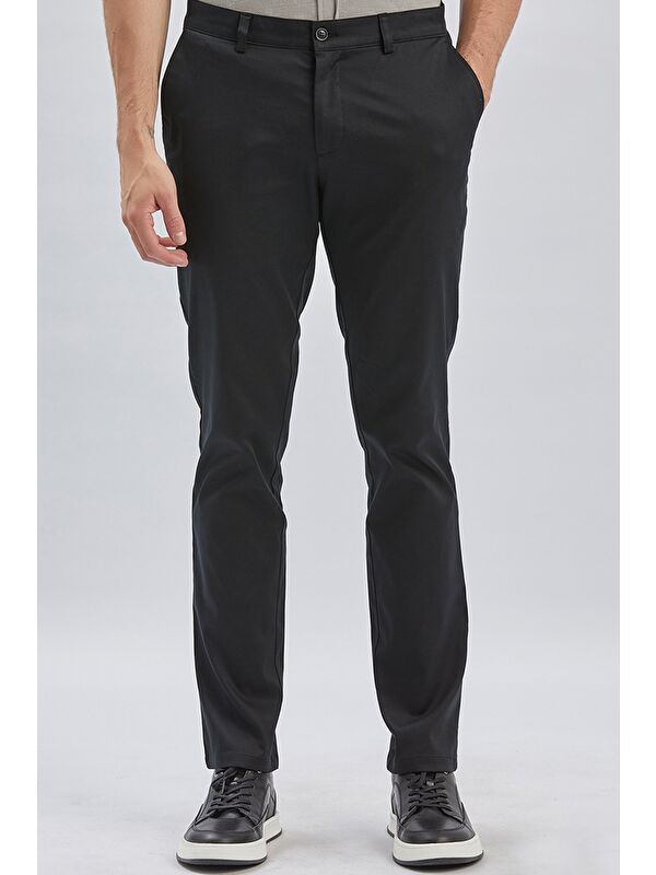 İMZA Siyah Pamuklu Yandan Cepli Casual Slim Fit Chino Pantolon 1003240161