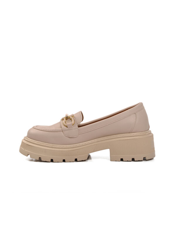 Bej Cilt Kadın Loafer Ayakkabı 572377 - Görsel 3