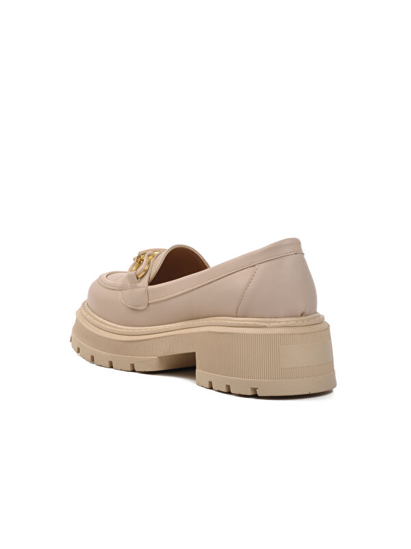 Bej Cilt Kadın Loafer Ayakkabı 572377 - Görsel 5
