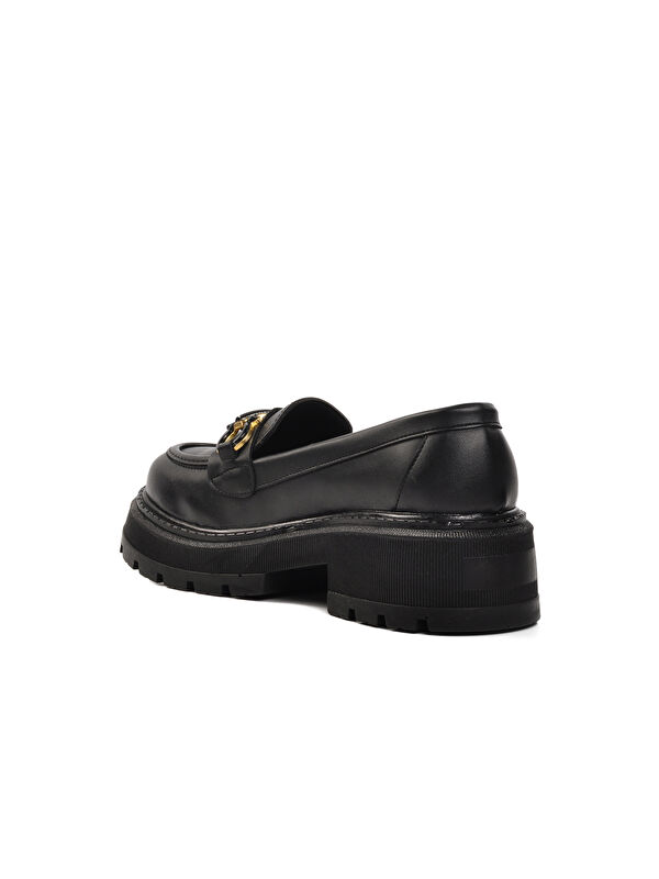Siyah Cilt Kadın Loafer Ayakkabı 572377 - Görsel 5