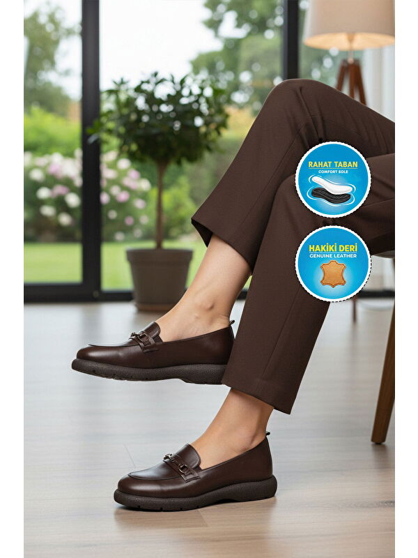 Ayakmod Siyah Ayakmod Hakiki Deri Kadın Casual Ayakkabı Premium 44332 Z