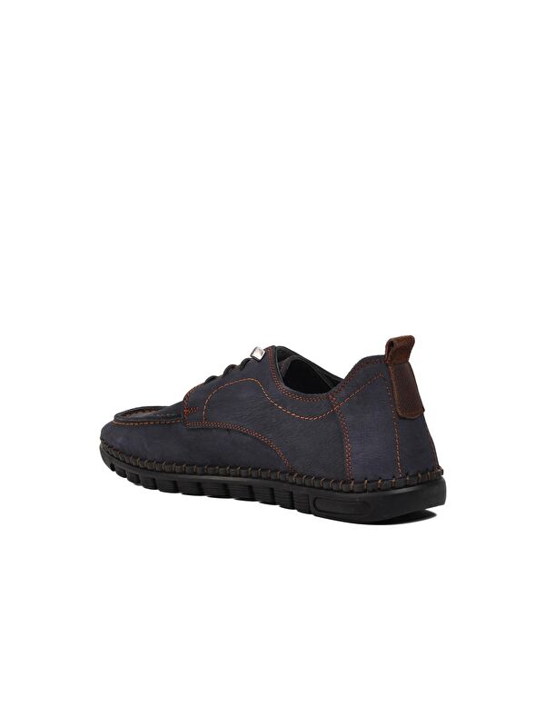 Lacivert Nubuk Hakiki Deri Erkek Casual Ayakkabı D2025 - Görsel 5
