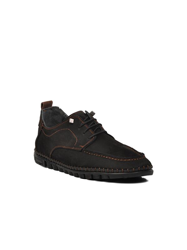 Siyah Nubuk Hakiki Deri Erkek Casual Ayakkabı D2025 - Görsel 4