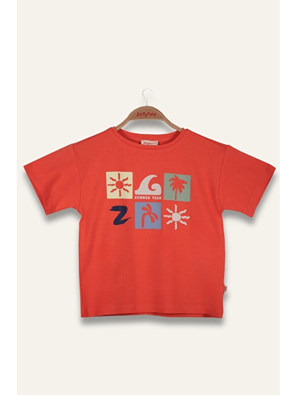 ZEYLAND Erkek Çoçuk Future Baskılı T-Shirt - Coral