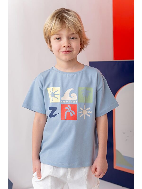 ZEYLAND Erkek Çoçuk Future Baskılı T-Shirt - Mavi