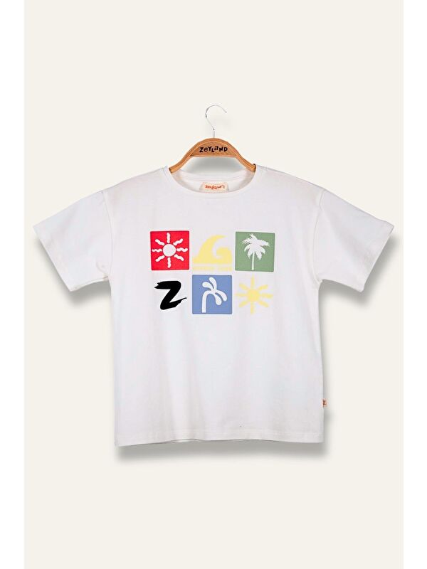 ZEYLAND Erkek Çoçuk Future Baskılı T-Shirt - Ekru