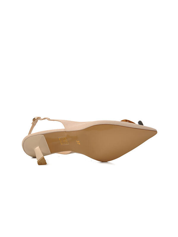 Bej Saten İnce Topuklu Kadın Abiye Ayakkabı 575010 Z - Görsel 6