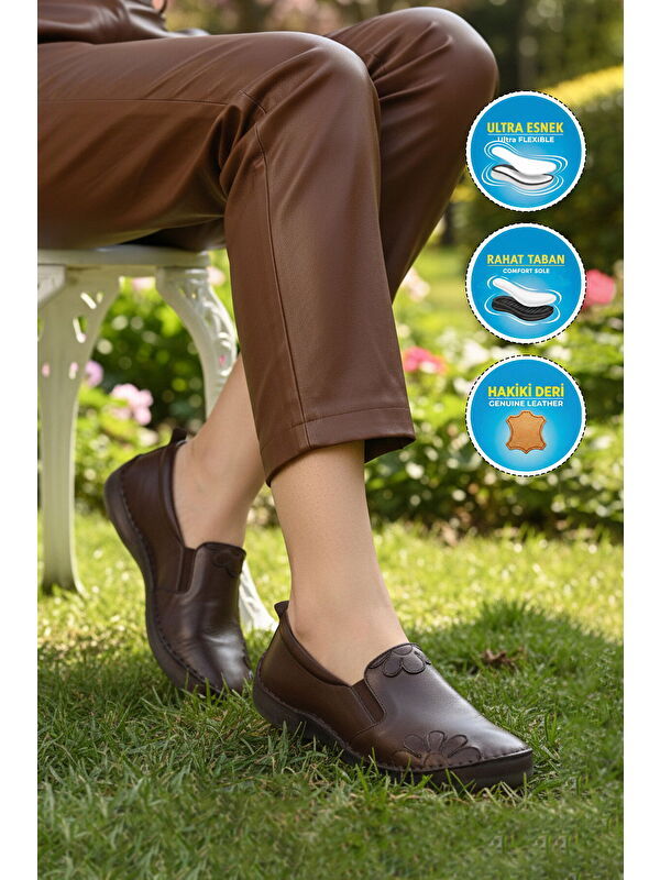 Ayakmod Bej Ayakmod Premium Hakiki Deri Anatomik Kadın Casual Ayakkabı 44404 Z