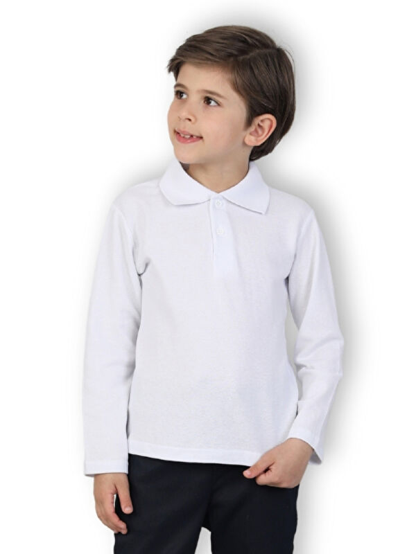 Modanino Erkek Çocuk %100 Pamuk Okul Tarz Uzun Kol T-Shirt 5-17 Yaş 12274