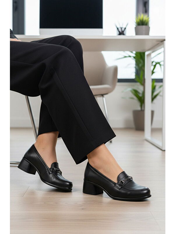 Ayakmod Kahverengi Ayakmod Premium Taba Hakiki Deri Kadın Topuklu Klasik Ayakkabı 44259 Z