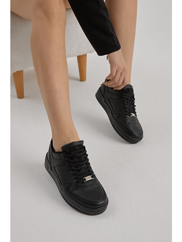 TONNY BLACK Unisex Siyah Termo Taban Bağcıklı Günlük Spor Ayakkabı