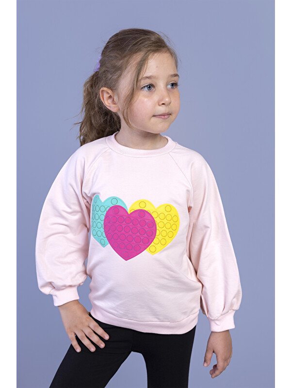 Toontoykids Kız Çocuk Popıt Desenli Sweatshirt