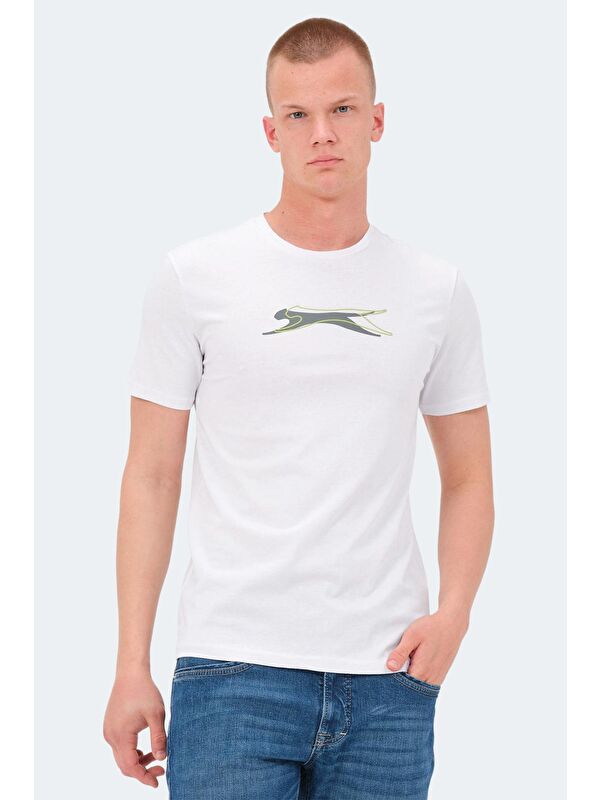 SLAZENGER veDRAN KTN Erkek %100 Pamuk Tişört Beyaz