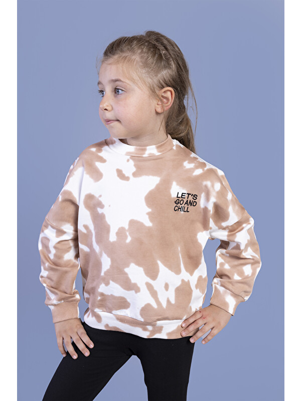 Toontoykids Kız Çocuk Nakışlı Batik Desenli Sweatshirt