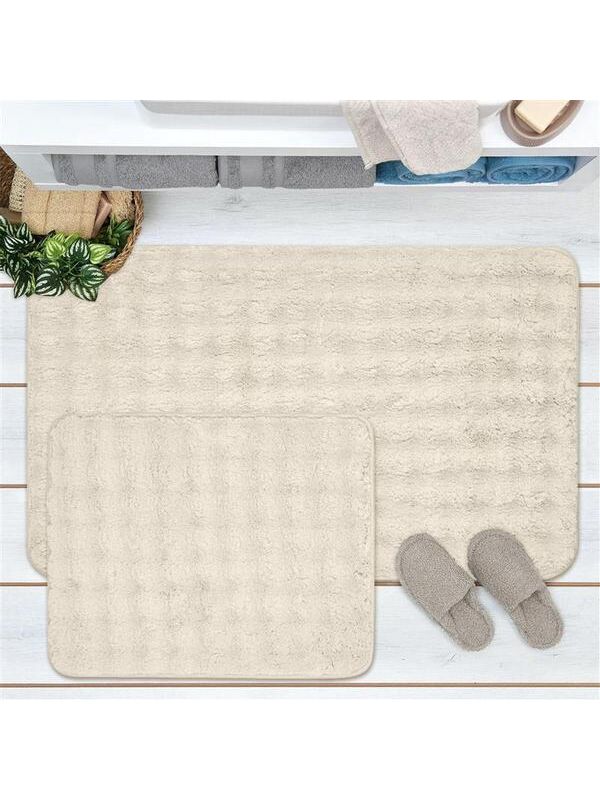 Evidea Soft Artos 2'li Banyo Paspası - Beyaz - 60x100 cm + 50x60 cm