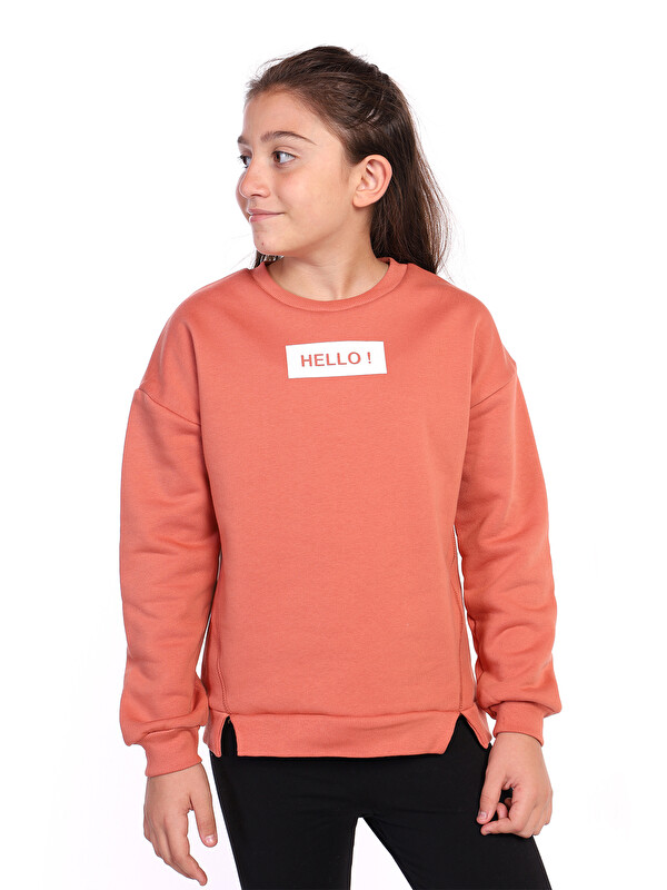 Toontoykids Kız Çocuk Hello Baskılı Sweatshirt