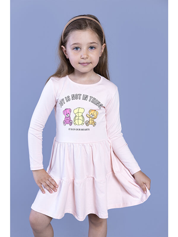 Toontoykids Kız Çocuk Ayıcık Baskılı Elbise