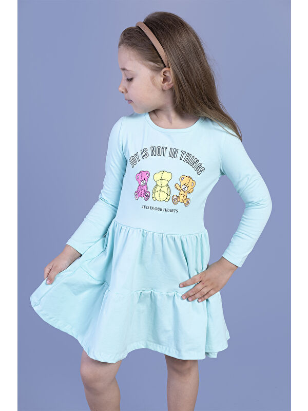 Toontoykids Kız Çocuk Ayıcık Baskılı Elbise