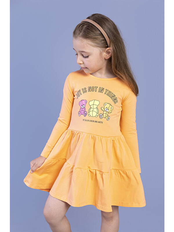 Toontoykids Kız Çocuk Ayıcık Baskılı Elbise