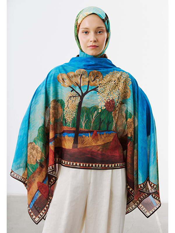 Fresh Scarfs Deep Forest Desen Vual Eşarp Toprak