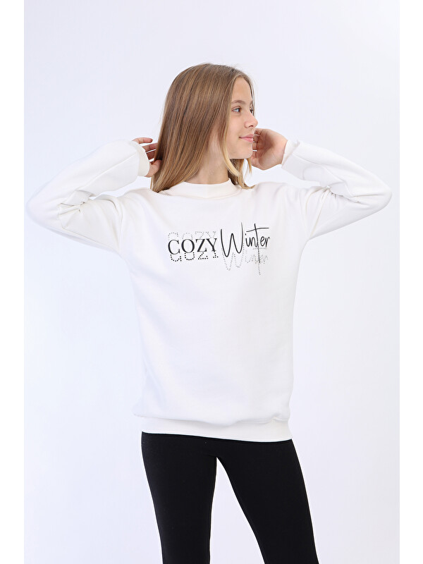 Toontoykids Kız Çocuk Balıkçı Yaka İçi Pamuklu Sweatshirt