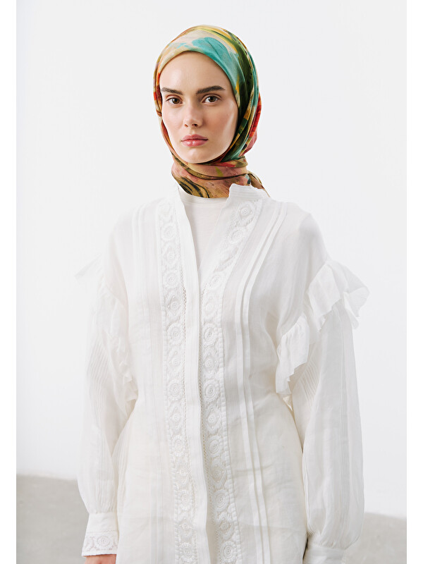 Fresh Scarfs Playful Palette Desen Vual Eşarp Kiremit