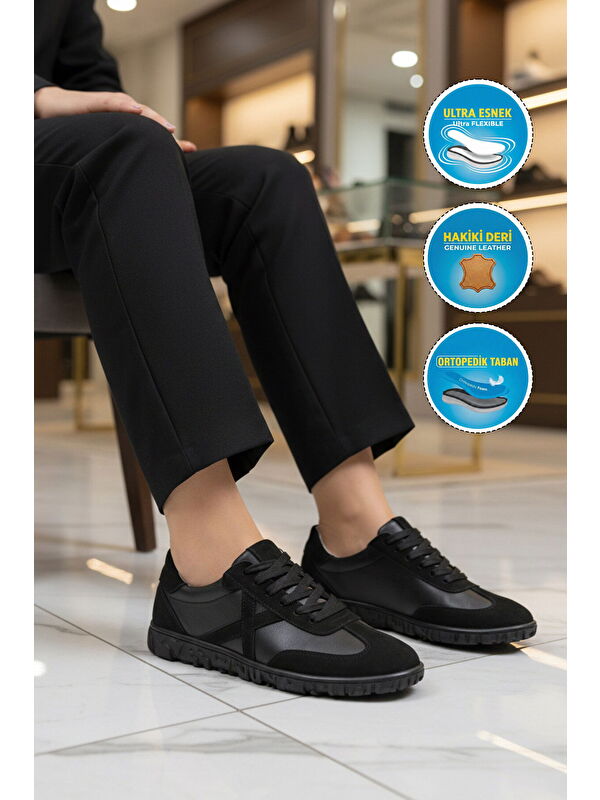 Ayakmod Siyah Ayakmod Hakiki Deri Anatomik Kadın Casual Ayakkabı F-003 Z