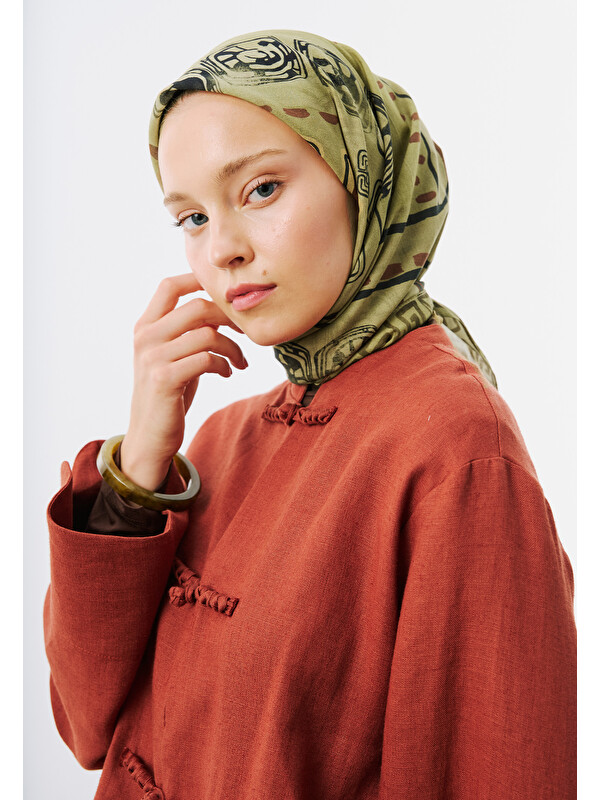 Fresh Scarfs Abstract Harmony Desen Vual Eşarp Yeşil