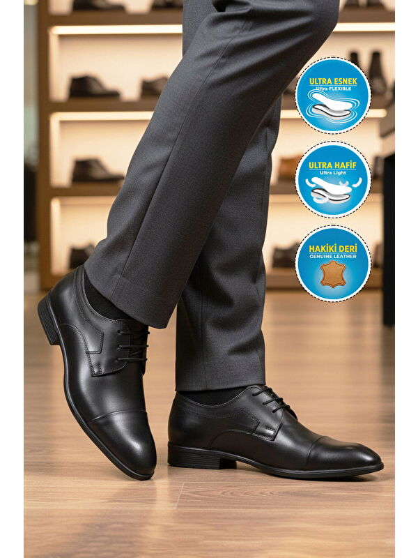 Ayakmod Siyah Ayakmod Premium Hakiki Deri Anatomik Erkek Klasik Ayakkabı 698 M
