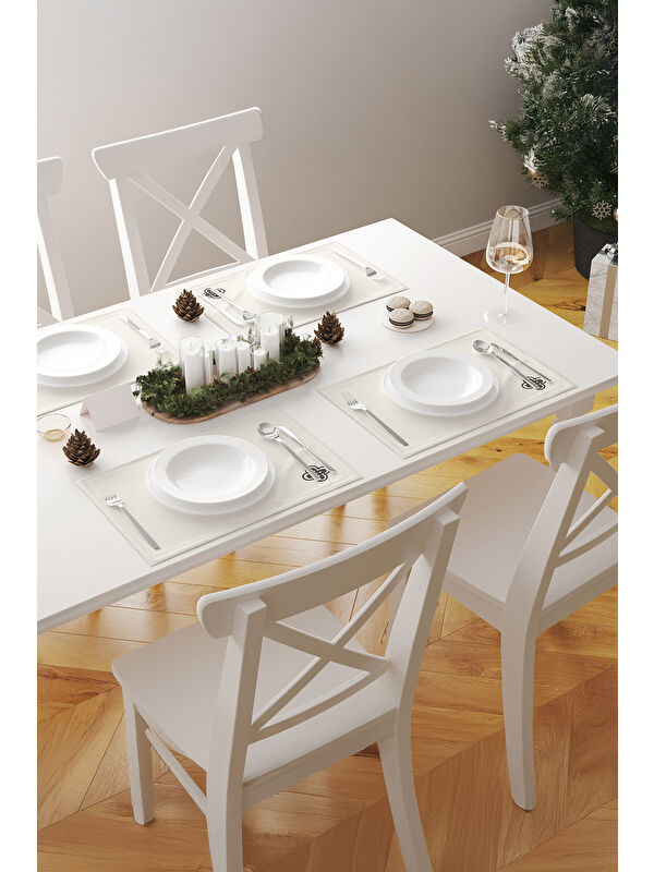 Asdiva Twist Modern Geometrik Desenli  2'li Amerikan Servis Seti Bej–Kahve