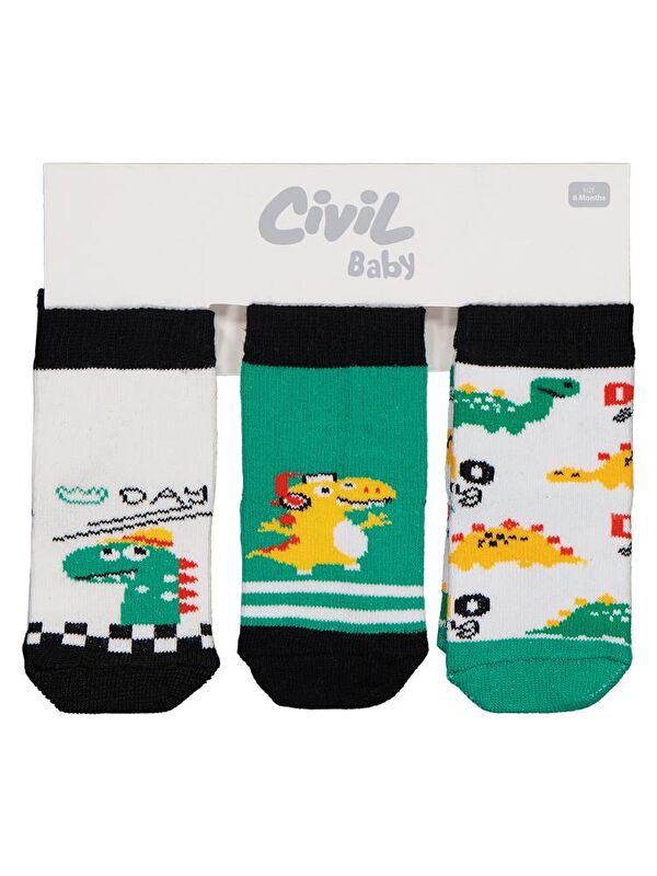 Civil Baby Dino 3'lü 6- Bebek Erkek Çorap Set