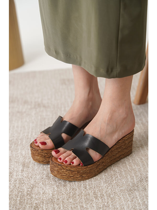 D0684 Günlük Ortopedik Hakiki Deri Topuklu Kadın Terlik - Görsel 4