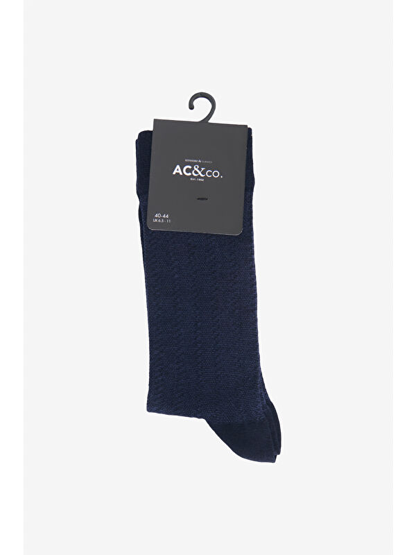 AC&Co / Altınyıldız Classics Erkek Lacivert Bambu Tekli Desenli Soket Çorap