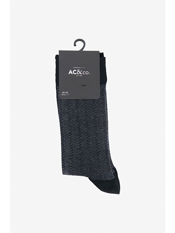 AC&Co / Altınyıldız Classics Erkek Siyah Bambu Tekli Desenli Soket Çorap