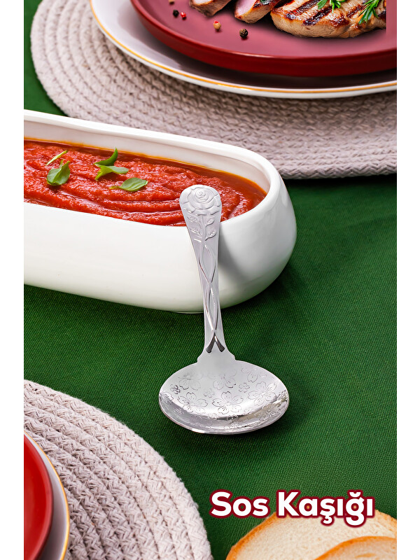 Porsima 5216 Metal Gümüş 2li Sos Kaşığı 13cm